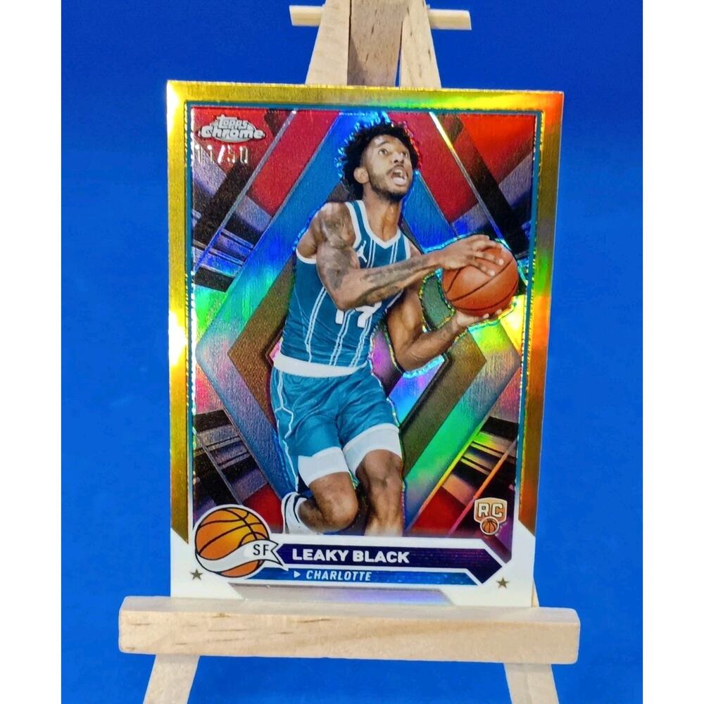Leaky Black Topps Chrome #51 2023-24 Gold Refractor Rookie Card SSP 11/50